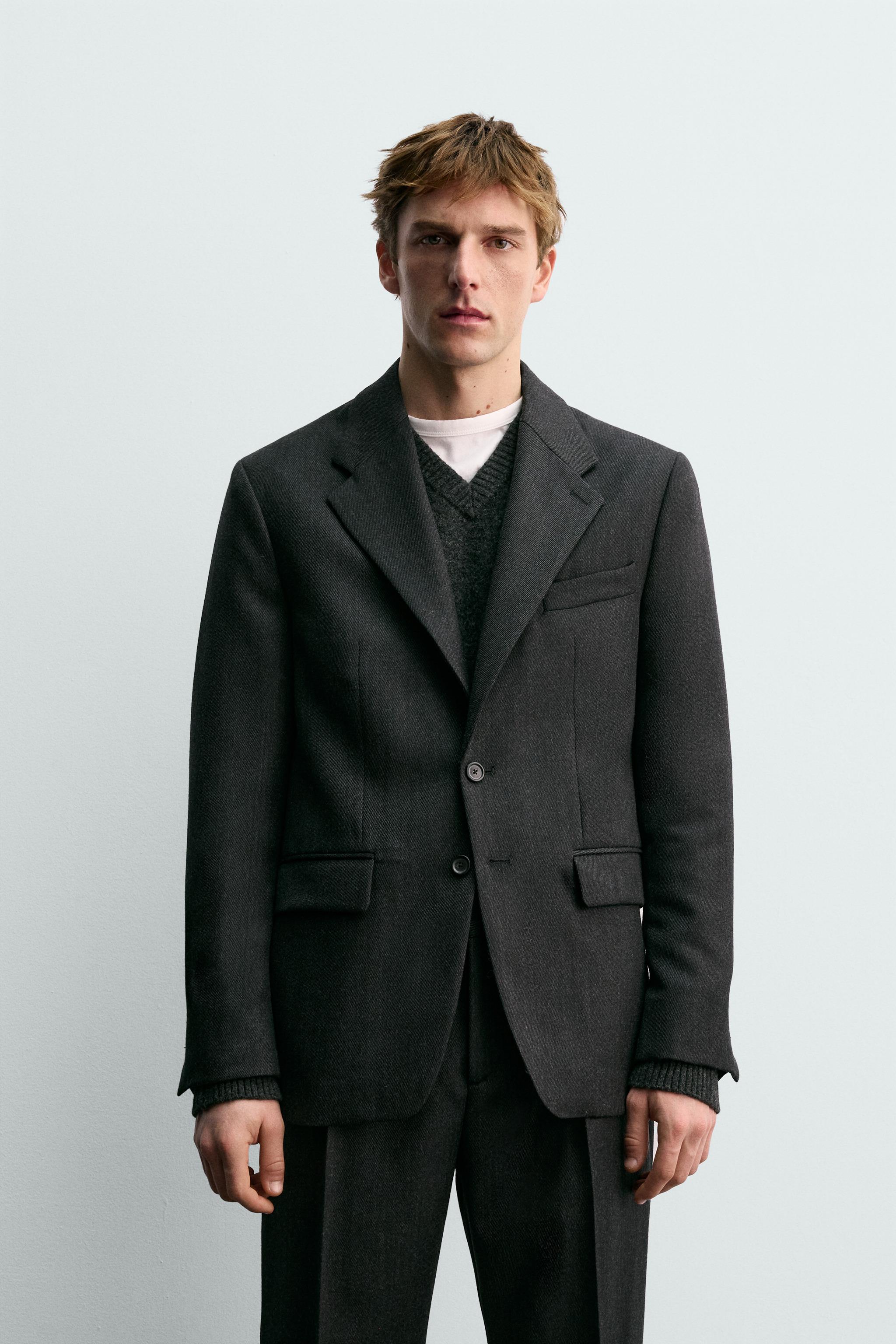 100% WOOL TWILL SUIT BLAZER AARON LEVINE X ZARA